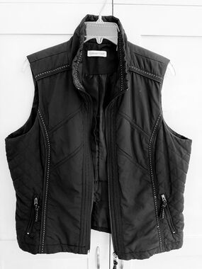 Coldwater Creek Black Quilted Vest with Zip. Size- L